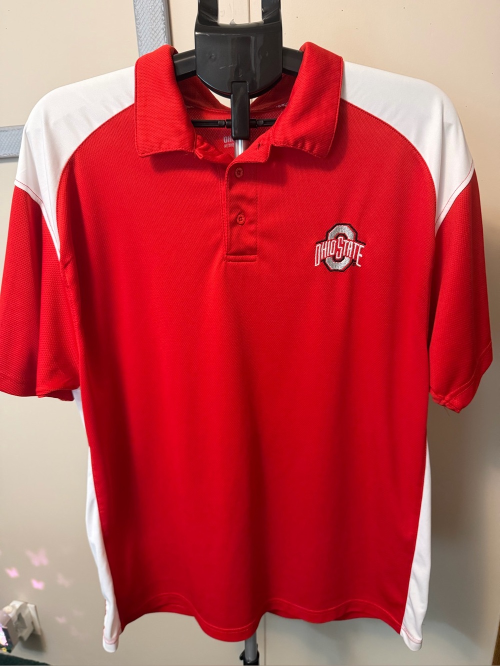 Ohio State Buckeyes Men's Polo Shirt Red/White Size XL Authentic Apparel